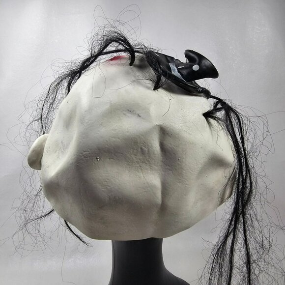 Killer Clown w/ Small Hat Stringy Hair Rubber Halloween Mask Scary Adult NEW - Picture 4 of 8